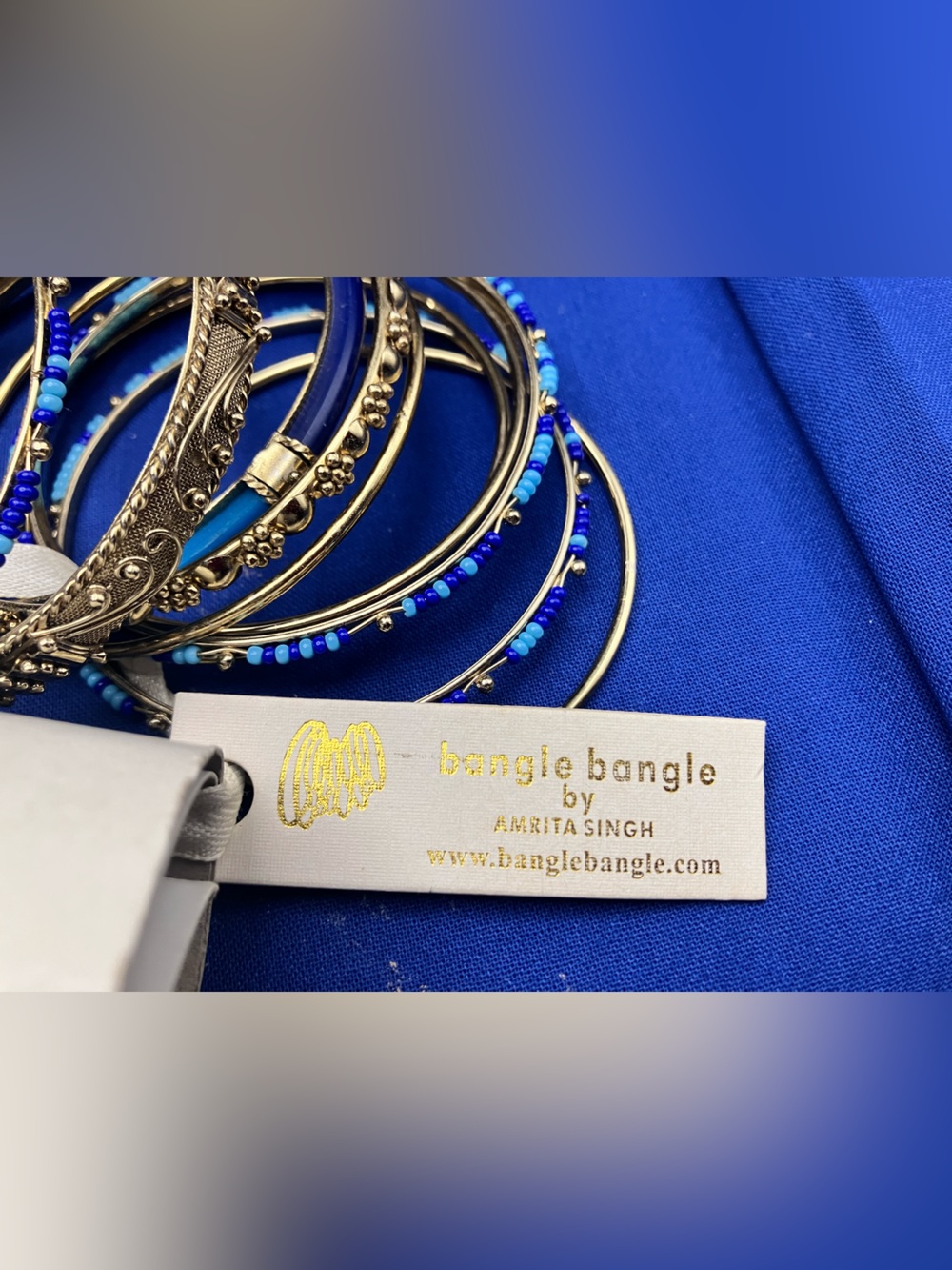 Amrita Singh Blue and Gold Stackable Bangle Set